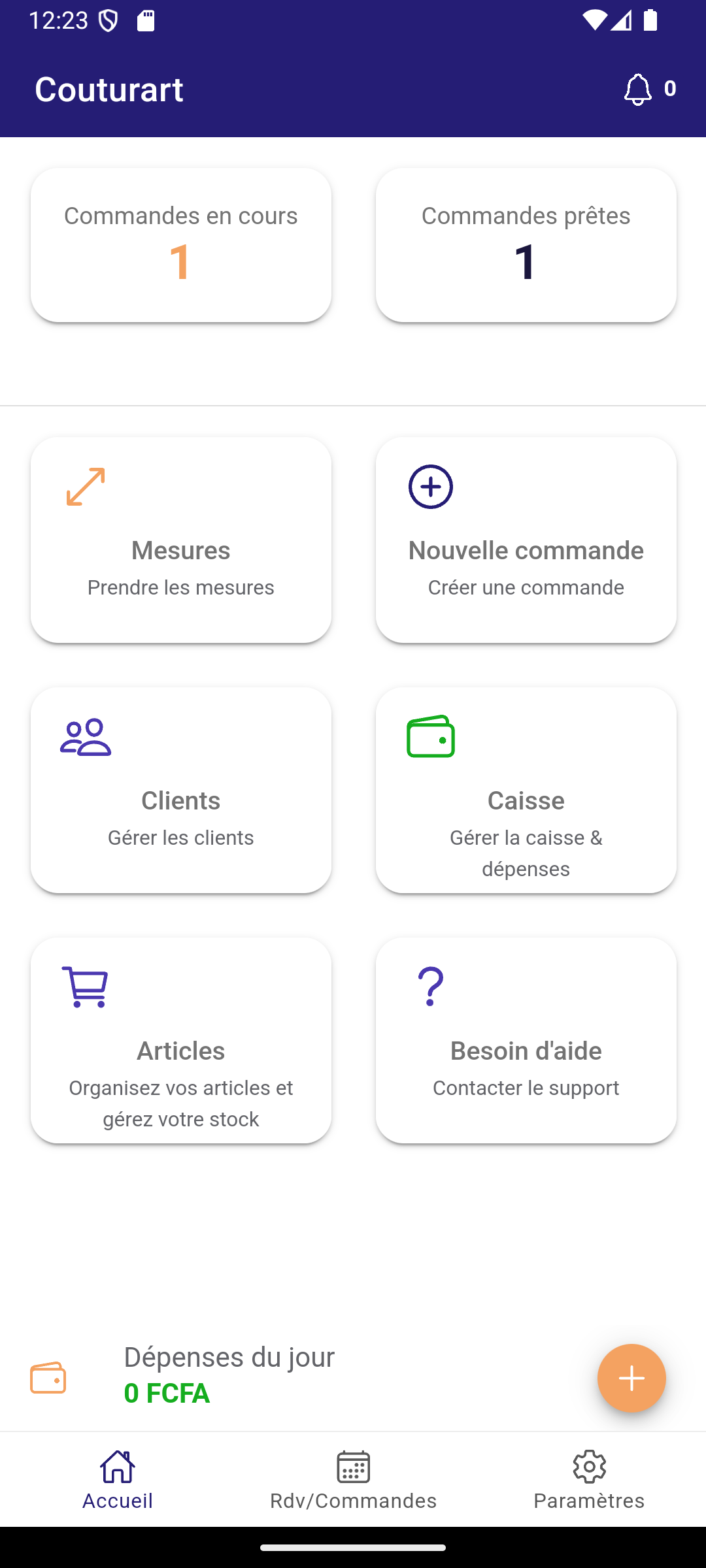 Écran de mes clients